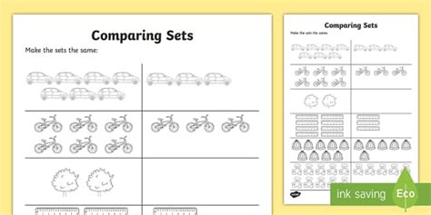 Making Equivalent Sets 0-10 Worksheet (l'enseignant a fait)