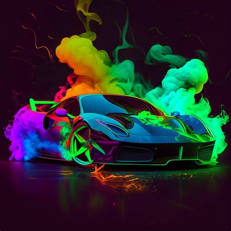 Abstract Neon Ferrari Etsy