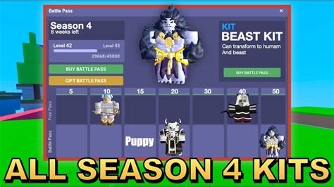 ALL SEASON 4 BATTLEPASS KITS LEAKED For Roblox Bedwars YouTube