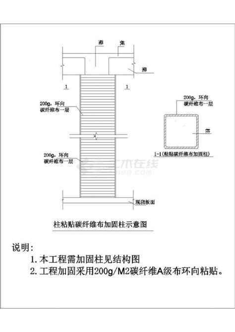 柱粘贴碳纤维布加固施工图土木在线