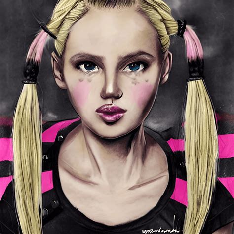 Gothic Blonde Girl With Pigtails And Pink Creative Fabrica