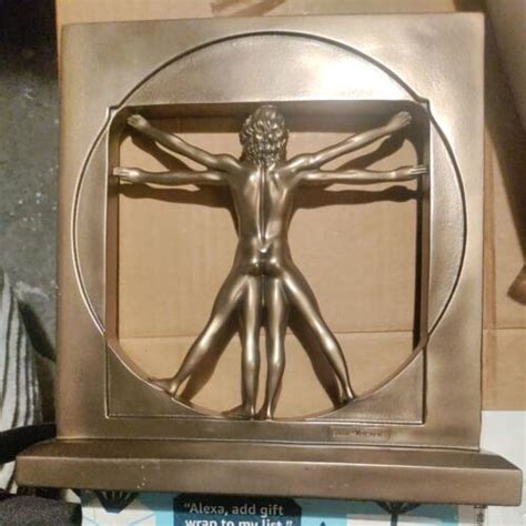 Leonardo Da Vinci Vitruvian Man Nude Male Bronzed Resin Veronese Sculpture New