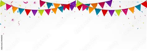 Vettoriale Stock Birthday bunting flags, with confetti, colorful ...