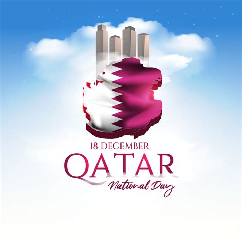 Qatar National Day Celebration With Landmark And Flag In Arabic