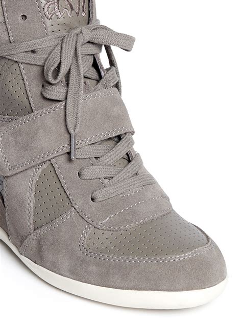 Ash Bowie Suede And Calf Leather Wedge Sneakers In Gray Lyst