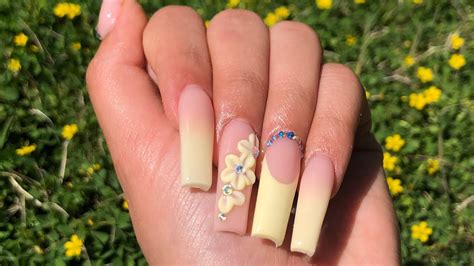 Pastel Yellow Nails W 3d Flowers Spring Nails Acrylic Nails Tutorial Ny Beauty Review