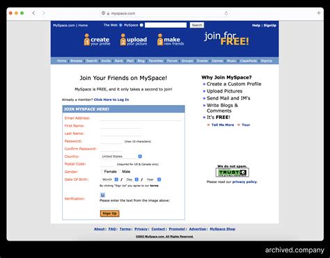 Myspace 2005 Archived