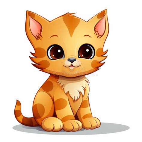 Cute Kitten With Umbrella In The Rain Vector Illustration Stock