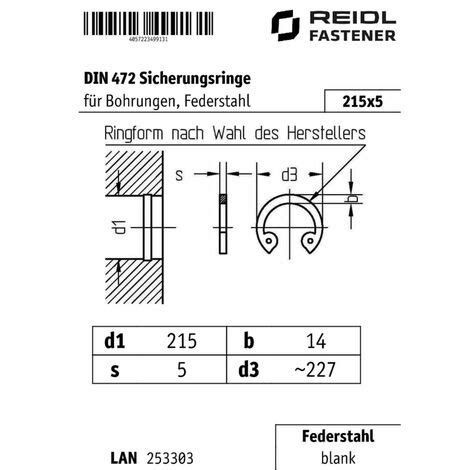 Reidl Din Sicherungsringe F R Bohrungen X Federstahl Blank