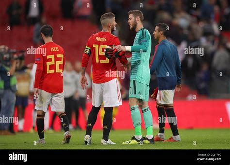 Spain Goalkeeper David De Gea Right And Sergio Ramos Embrace After