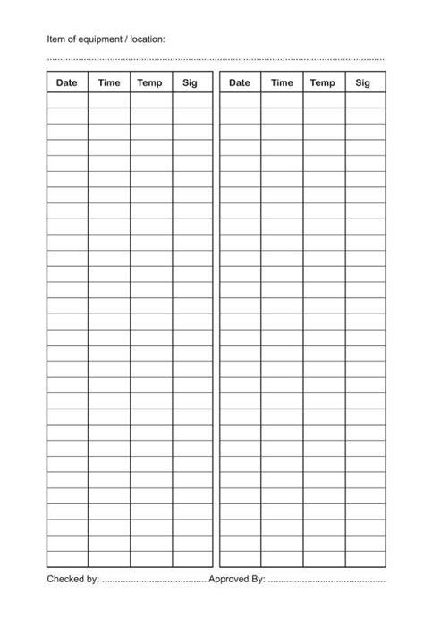 Health And Safety Food Hygiene Temperature Record Log Book Herbert