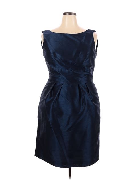 Alfred Sung 100 Polyester Solid Navy Blue Cocktail Dress Size 18 Plus