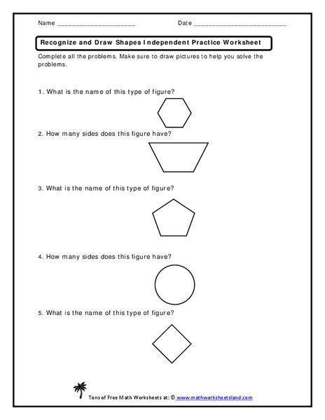 Recognize And Draw Shapes Worksheet For 1st 2nd Grade Lesson Planet