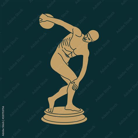 Ancient Greek Period Discus Athlete Statue Vector Illustration Stock