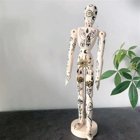 H 30cm Figurine Articulée Main En Bois Mannequin Membres Mobiles