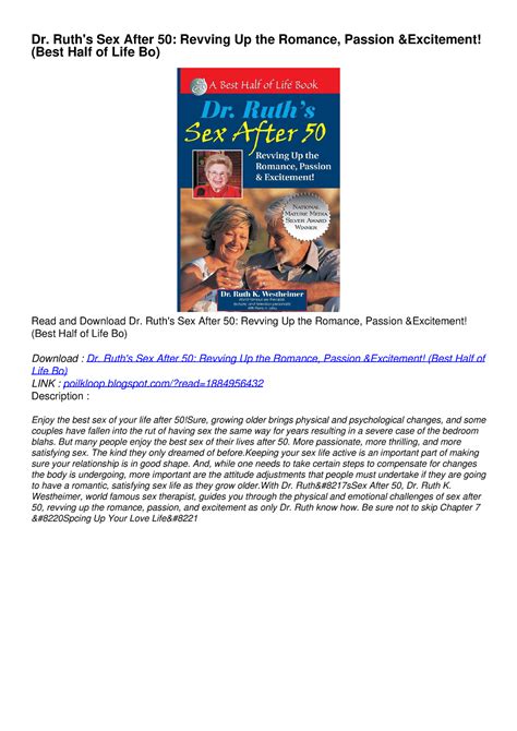 [pdf] Download Ebook Dr Ruths Sex After 50 Revving Up The Romance