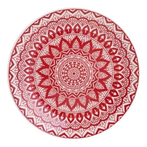 Prato P sobremesa De Cerâmica Mandala Vermelho E Branco 19cm MercadoLivre