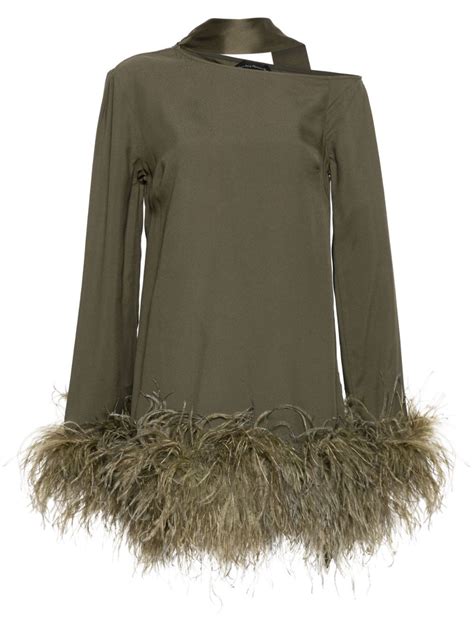 TALLER MARMO Gina Feather Trimmed Dress Green Editorialist