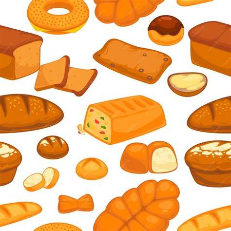 Premium Vector Bakery Products Buns And Bread Seamless Pattern