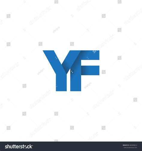 Initial Letters YF Overlapping Fold Logo Blue Royalty Free Stock