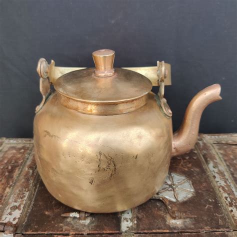 Antique Brass Tea Kettle Brass Tea Pot Antique Chai And Coffee Kettle Ketli Indian Tapri Chai