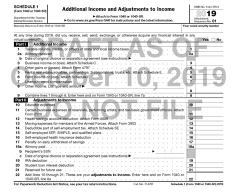 2019 Form 1040 Schedule 1 Will Ask Taxpayers If They Have Had Virtual