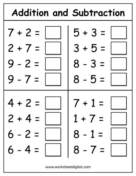 Math Worksheets For Grade Addition And Subtraction