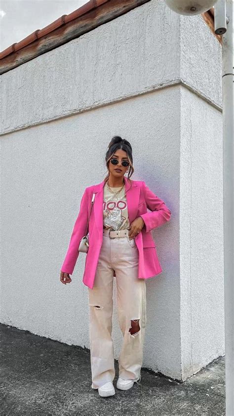 Look De Hoje Com Blazer Pink 😍💓 Looks Looks Casuais Looks Casuais