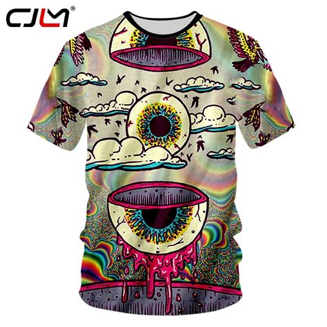 Cjlm Eyeball T Shirt Mens 3d Colorful All Over Print Funny Design Casual Tshirts Summer Top