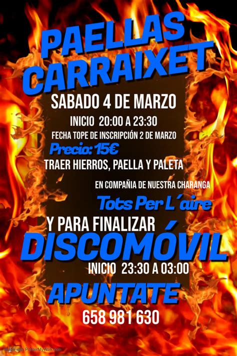 La Falla Carraixet celebrarà el seu Concurs de Paelles el pròxim