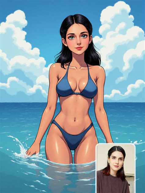 Beach Bikini Beauty Comic Portrait E Customize