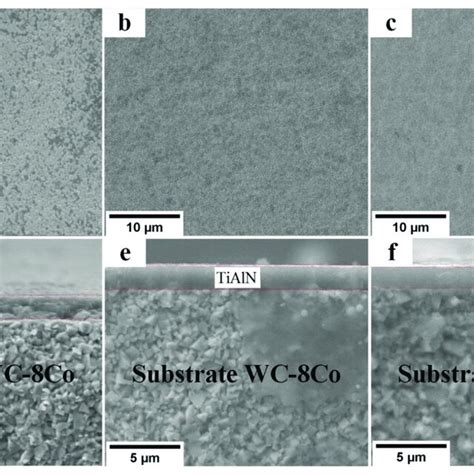 SEM Images Of The TiAlN Coating Surfaces And Cross Sections Deposited