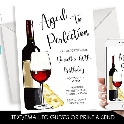 Wine Birthday Invitations Etsy