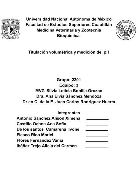 Titulación Volumétrica y Medición de pH Alicia Ibañez uDocz