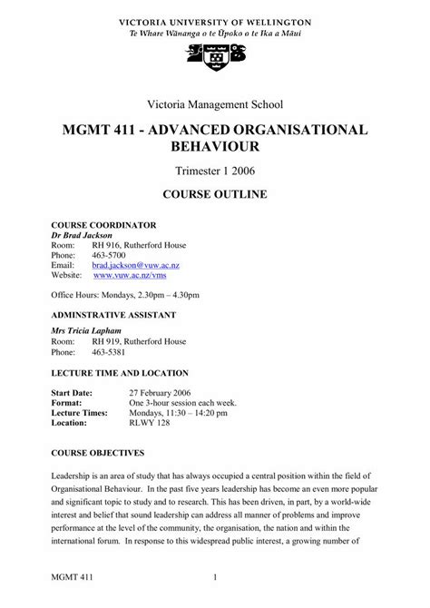 Pdf Mgmt Advanced Organisational Behaviour An Evaluation Of The