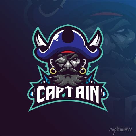 Captain Pirates Mascot Logo Design Vector With Modern Illustration