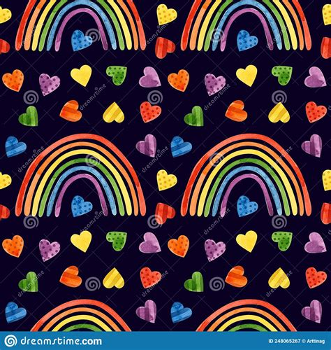 Lgbt Pride Month Seamless Pattern Lgbt Art Rainbow Watercolor Clipart