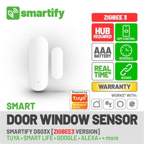 Smartify Zigbee 3 Door Window Sensor Monitor Ds03x Aaa Battery Hub Required App Tuya Smart