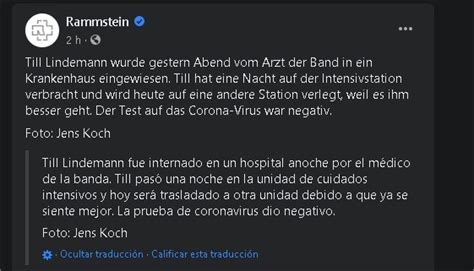 Vocalista De Rammstein No Tiene Coronavirus As Lo Dice La Banda El