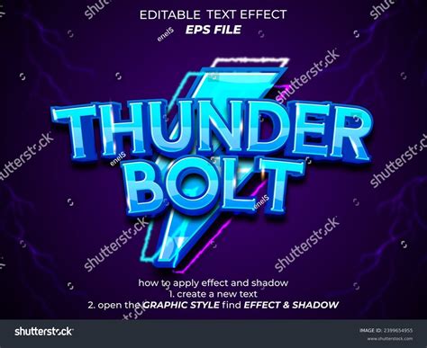 Thunder Bolt Text Effect Font Editable Stock Vector Royalty Free