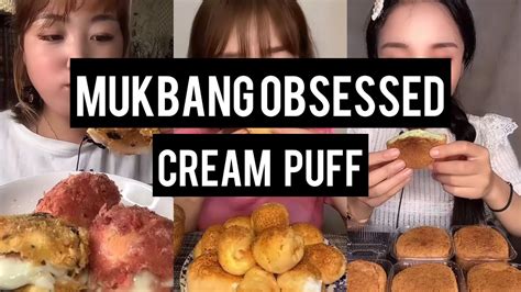 Portrait Mukbang ASMR Cream Puff and Bread 爆浆团子 肉松小贝 Kwai Eating