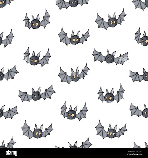 Seamless Pattern With Cartoon Bats Cute Vampire Bat Flying Mammal