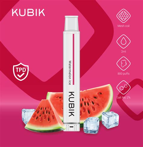 Vape 800 Puffs Kubik Watermelon Ice Tigarivape Ro