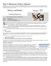 Ch13 Money And Banks Pdf Part 5 Monetary Policy Options Monetary