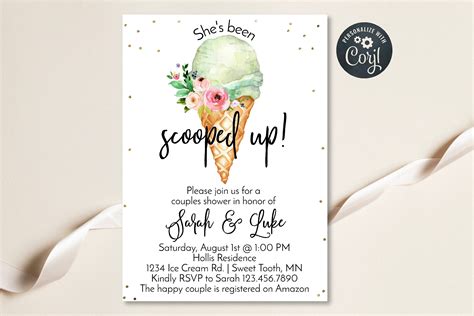 Ice Cream Bridal Shower Invitation She S Been Scooped Up Etsy