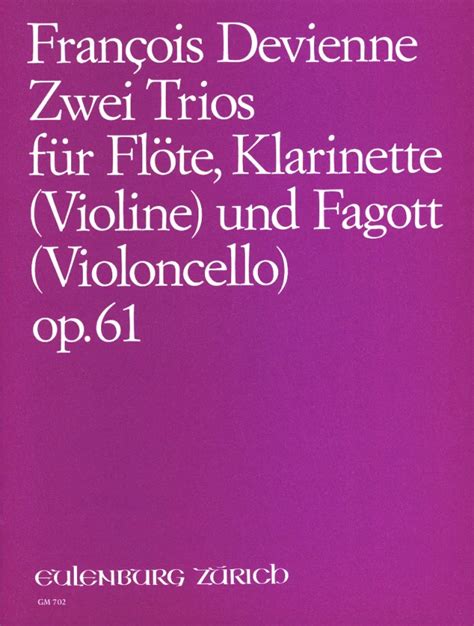 Trios F R Fl Te Klarinette Und Fagott Op Von Fran Ois Devienne