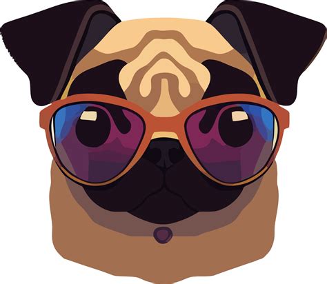 Illustration Graphic Of Pug Wearing Sunglasses Isolated Good For Logo