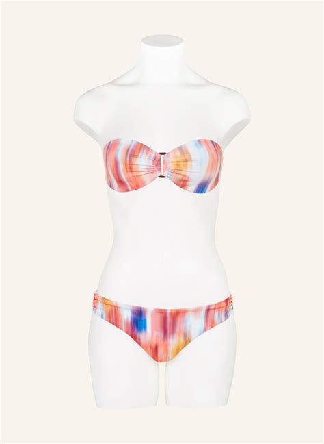 Vilebrequin Bandeau Bikini Top Lune Ikat Flowers In Hellrot Hellblau