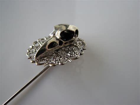 Gothic Lapel Pin Crow Skull Raven Brooch Hat Pin Clasp Etsy