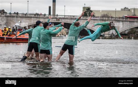 Cambridge Cox Jasper Parish Is Dunked In The River Thames To Celebrate